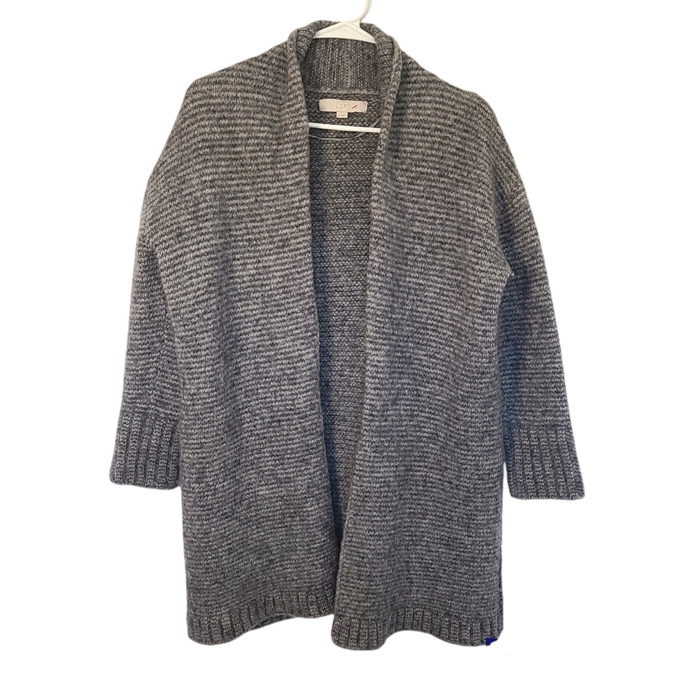Ann Taylor Loft Marino Wool/Alpaca blend size medium grey chunky knitted sweater